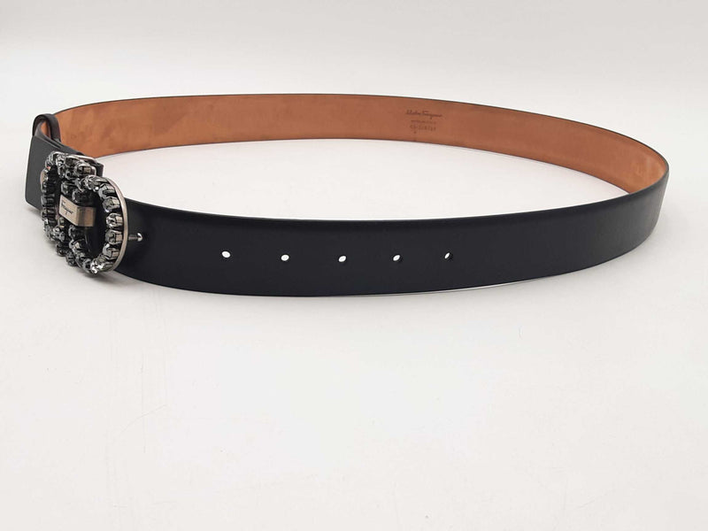 Salvatore Ferragamo Rhinestone Belt Black Size 34 Aa0825lorsa