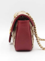Gucci Marmont Flap Bag In Matelassé Gg Canvas & Red Leather Fw0925rzxdu