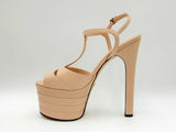 Gucci Angel T-strap Platform Heels In Neutral Leather Size Eu 37.5 Fw0225szdu