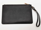 Salvatore Ferragamo Black Leather Zip Flat Pouch Wristlet Clutch Do0525lorde