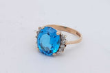 Blue Gemstone & Diamond Ring In 14k Yellow Gold 4 Grams Size 6.5 Eb0826sxsa