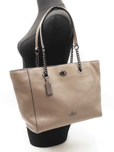 Coach Turnlock Chain Tote In Grey Pebbled Leather Fw0925rzdu