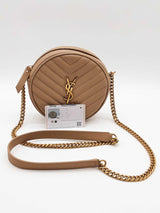 Yves Saint Laurent Vinyle Round Chevron Quilted Leather Crossbody Bag Eb626wxzde