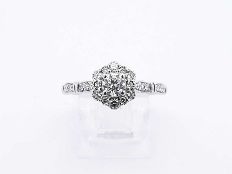 0.55 Cttw Diamond & 95% Platinum Flower Setting Ring 5 Grams Size 7 Fw1124wrxdu
