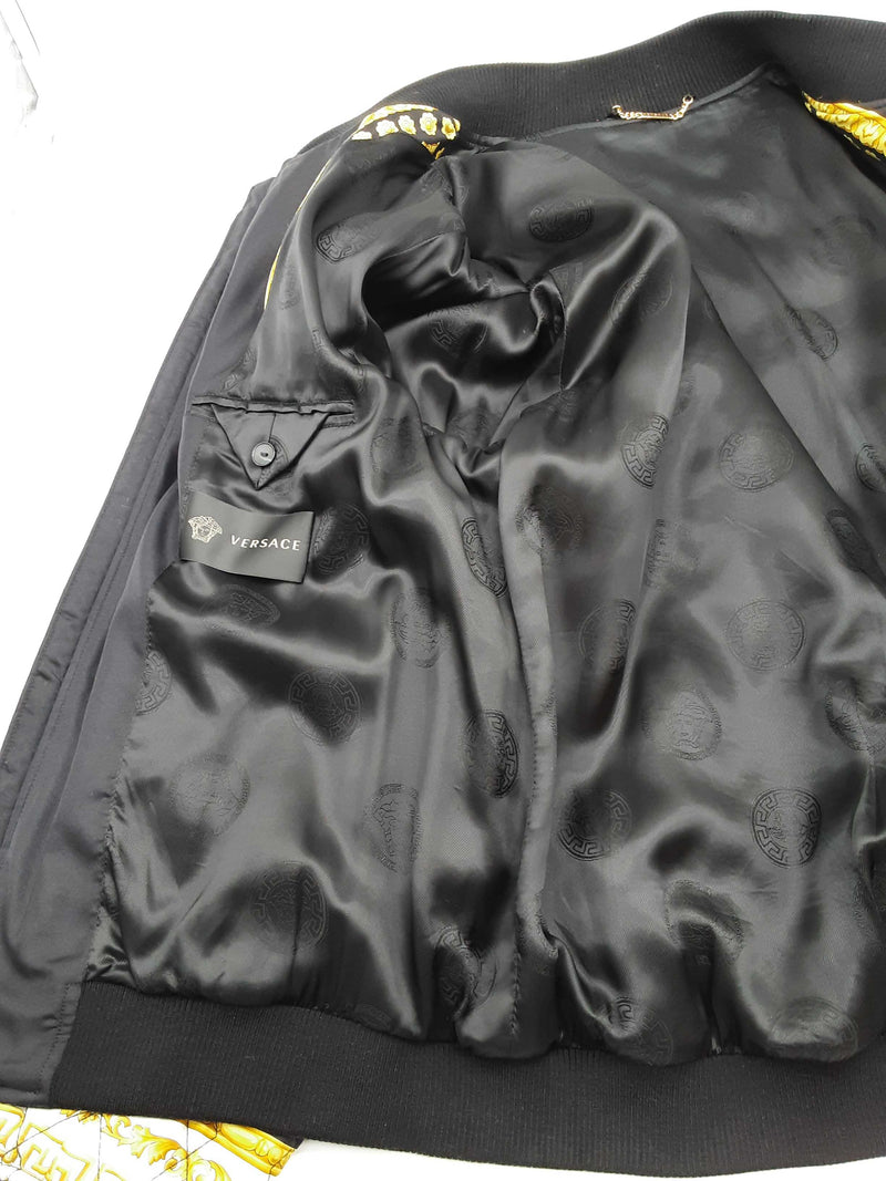 Gianni Versace Barocco Black Yellow Quilted Bomber Jacket Size It56 Do0625loxzde