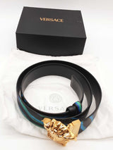 Versace Medusa Leather Reversible Belt Gold Tone Buckle Size 100/40 Eb0226lxzde
