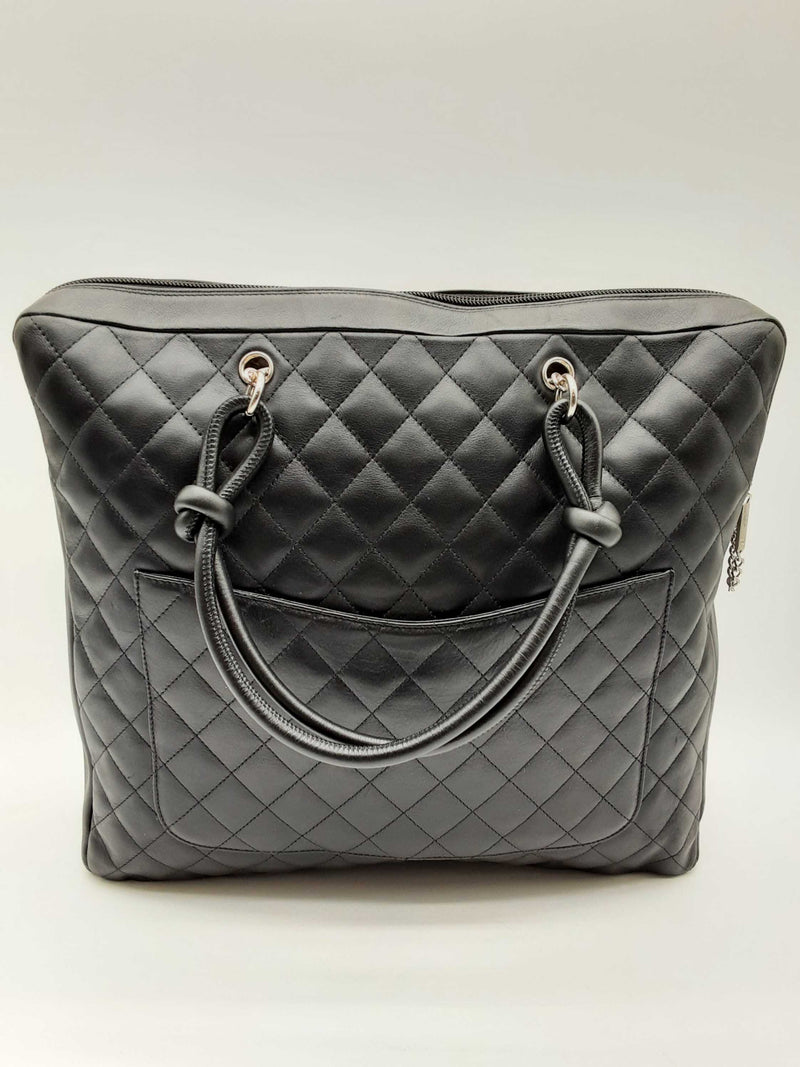 Chanel Cambon Reporter Black Quilted Leather Zipper Tote Bag Do1224sxzde