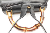 Gucci Bamboo Handle Black Leather Backpack Eb1025pxzde