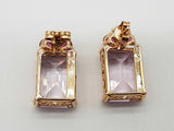 14k Yellow Gold Pale Amethyst 6.8g Rectanglular Stud Earrings Do0125crde
