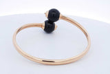 14k Yellow Gold 10.4g Onyx Bead Bangle Bracelet 6.5 In Eb0624ocrde