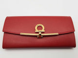 Salvatore Ferragamo Gancini Red Leather Continental Wallet Do0725lxzde