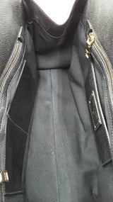 Prada Navy Blue Canvas & Black Saffiano Leather Tote Bag Eb1025oordu