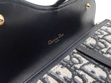 Christian Dior Saddle Pouch With Chain In Blue Oblique Jacquard Fw1026wzxdu
