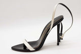 Tom Ford Black & White Patent Leather Padlock Pointy Sandals Sz 36.5 Eb1225oxzde