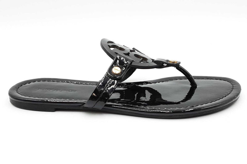 Tory Burch Black Patent Leather Miller Sandals Size 5 Eb0125lrdu