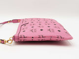 Mcm Stark Wristlet Pouch In Pink Visetos Coated Canvas Fw0525lrzdu