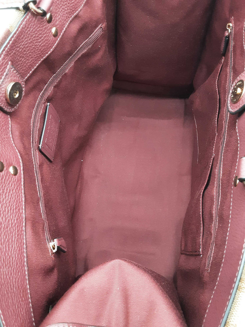 Coach Dempsey 40 Brown Signature Canvas Stripe Large Tote Bag Do1125rxde