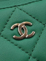 Chanel Classic Card Holder Wallet In Emerald Green Quilted Lambskin Fw0326wrzdu