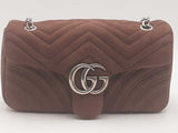 Gucci Gg Marmont Suede Brown Medium Handbag Aa0326czxsa