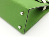 Hermes Mini Kelly Tricolor Green Gray Epsom Palladium Hardware Bag Do0925oxzxzde
