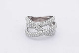3.0cttw Diamond Criss-cross Ring In 14k White Gold 6.5 Grams Size 7 Eb0626cxzsa