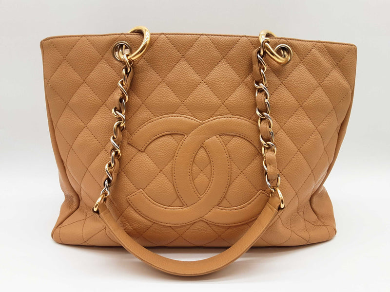 Chanel Caramel Beige Quilted Caviar Leather Shopping Tote Bag Do0725loxzde