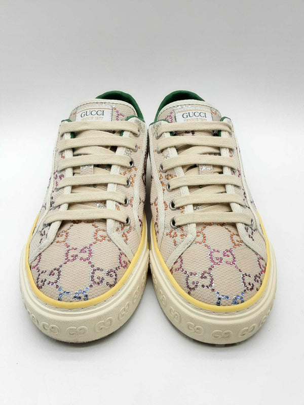 Gucci Tennis 1977 Crystal Gg Monogram Canvas Sneakers Size 41 Fw1024wxzde