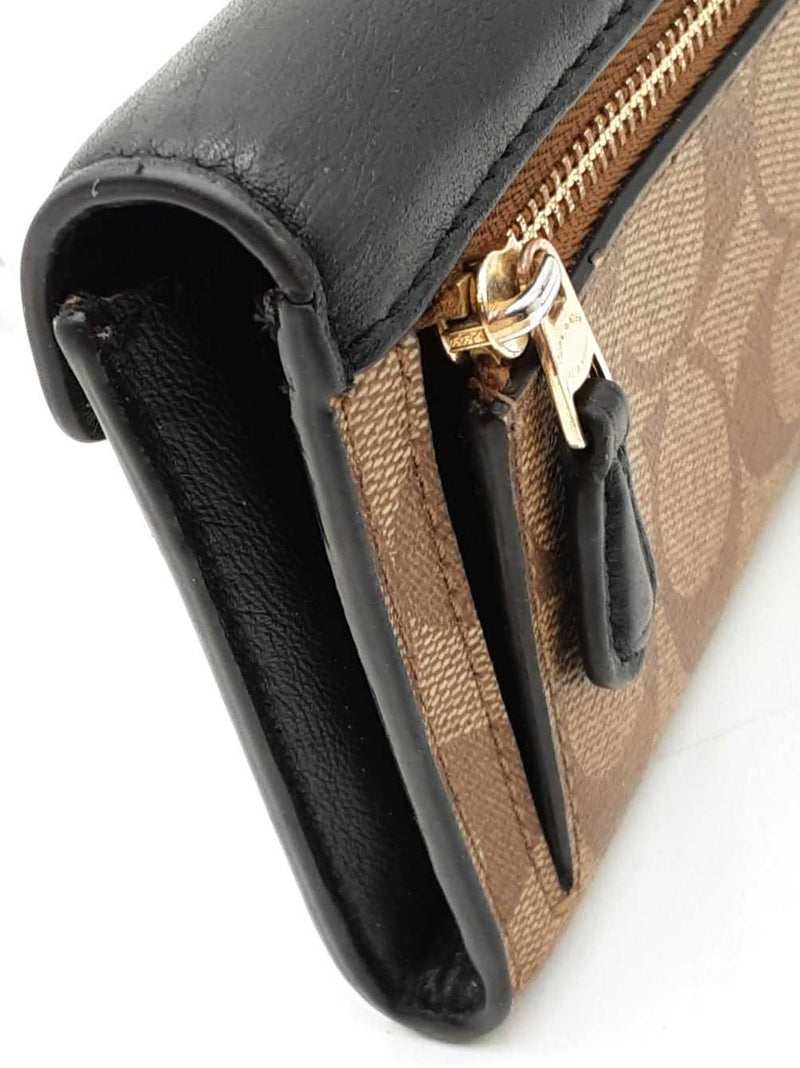 Coach Slim Envelope Wallet In Signature Coated Canvas & Black Leather Fw0925wzdu