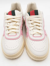 Gucci Re-web White & Pink Leather Sneakers Size 38 Eb1225oxzsa