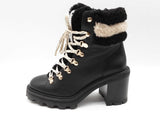 Jimmy Choos Eshe 65 Shearling Trim Black Leather Boots Size Eu 37.5 Do0624lxzde