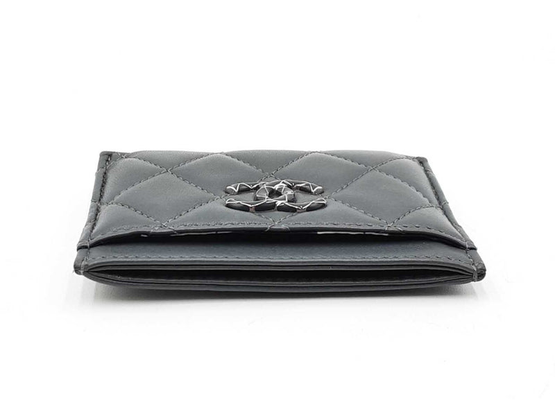 Chanel Classic Gray Quilted Card Holder Wallet Fw0225oxzdu