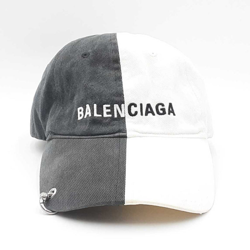 Balenciaga 50/50 Black & White Cotton Embroidered Logo Cap Size Large Fw0225exdu