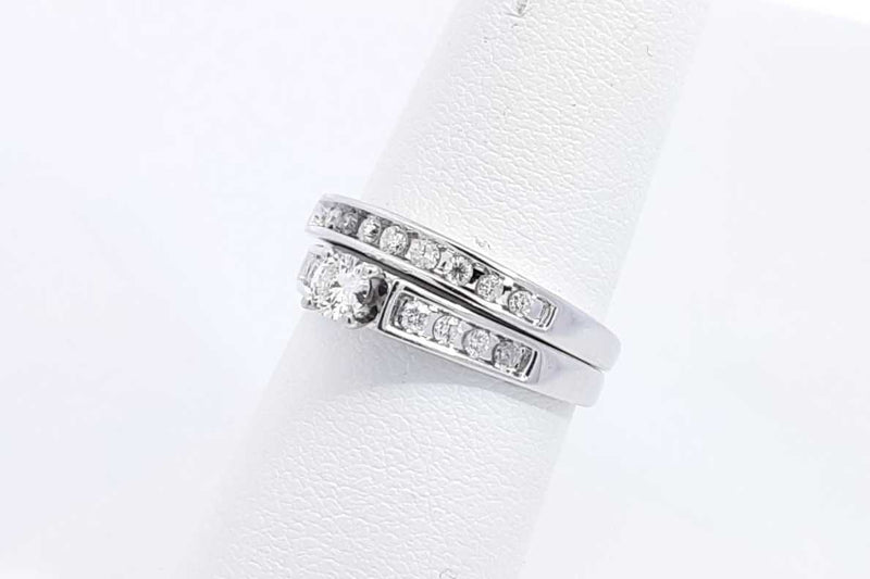 Approx. 0.74ctw Diamond Engagement Set 14k White Gold 5.53g Size 7 Eb0724wlrsa