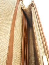 Christian Dior Cannage Raffia Caro Pouch With Chain Eb0326ixzsa