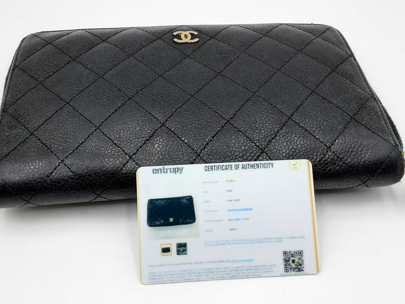 Chanel Quilted Cavier Zip Around Wallet Eb0924wxzdu