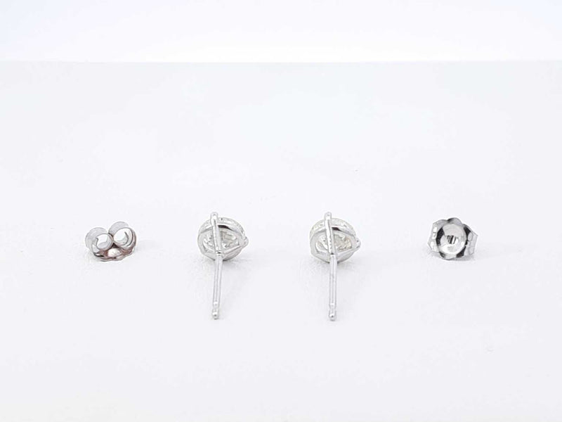 1.0 Ctw Diamond & 14k White Gold Solitaire Stud Earrings 0.7 Grams Fw0225crzdu