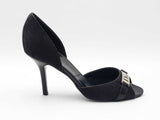 Dior Diorissimo Black Jacquard & Leather Logo Peep-toe Heels Size 5.5 Fw1026cxdu