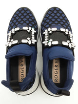 Roger Vivier Running Strass Buckle Stretch Blue Sneakers Size Eu37.5 Do0525oxzde