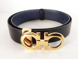 Salvatore Ferragamo Gancini Reversible Black Navy Belt Sd0526lozde