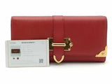 Prada Saffiano Leather Metal Continental Flap Wallet Red Aa0526olrsa