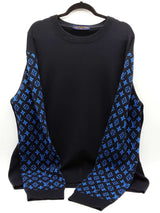 Louis Vuitton Black Blue Monogram Wool Cashmere Mix Sweater Size 4l Do0126wxzde