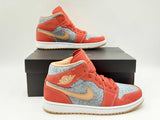 Nike Air Jordan 1 Mid Se "Denim Red" High Top Sneakers Size 9.5 Fw0225lxzdu