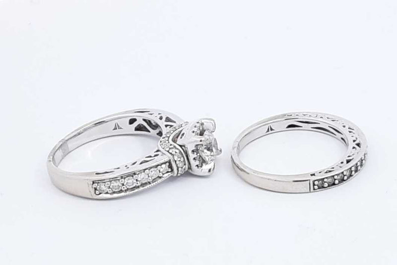 Approx. 1.15ctw Diamond Wedding Set 14k White Gold 8.1 Grams Size 7 Eb1224lxxzdu