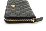Versace Quilted Black Leather Zip Around Wallet Eb0826lorde
