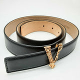 Versace Dcdh224.dv3t Virtus Black Leather Belt Size 85/34 Do0524lcrde