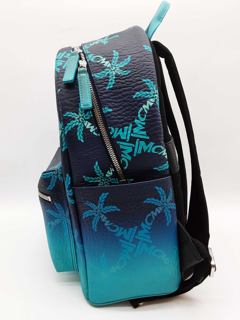 Mcm Stark Ceramic Blue Gradation Palm Canvas Backpack Do0625wxzde