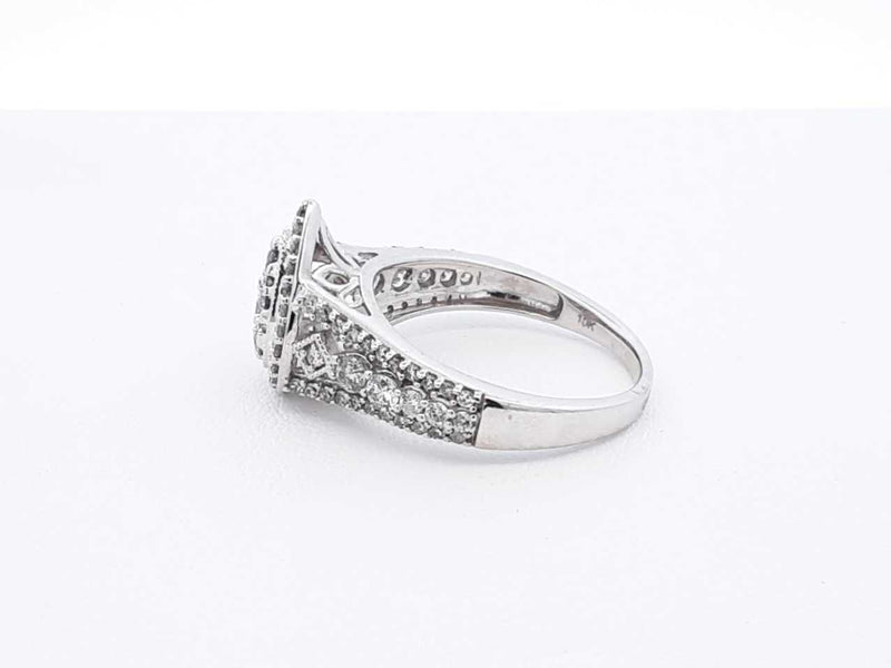 1.12 Cttw Diamond & 10k White Gold Cluster Ring 3.4 Grams Size 7 Fw0425ooxdu