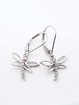 Diamond & 14k White Gold Dragonfly Leverback Earrings 1.6 Grams Fw0826lzxdu