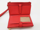 Michael Kors Red Leather Double Zip Bifold Wristlet Tech Wallet Do1025lrde