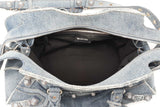 Balenciaga Crystal Neo Cagole City Bag In Distressed Blue Denim Fw0126lrxzdu